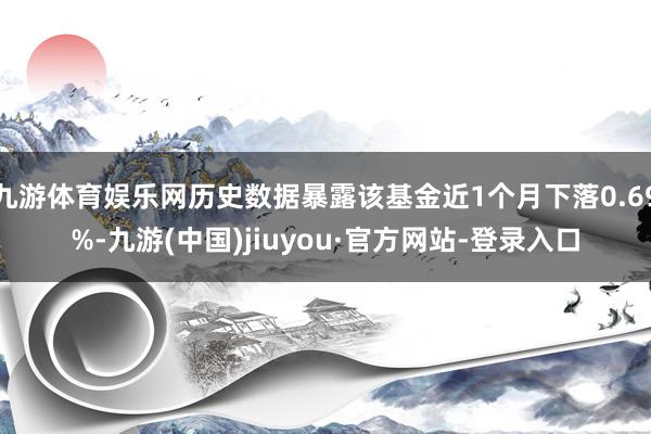 九游体育娱乐网历史数据暴露该基金近1个月下落0.69%-九游(中国)jiuyou·官方网站-登录入口