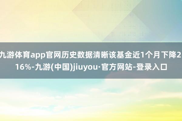 九游体育app官网历史数据清晰该基金近1个月下降2.16%-九游(中国)jiuyou·官方网站-登录入口